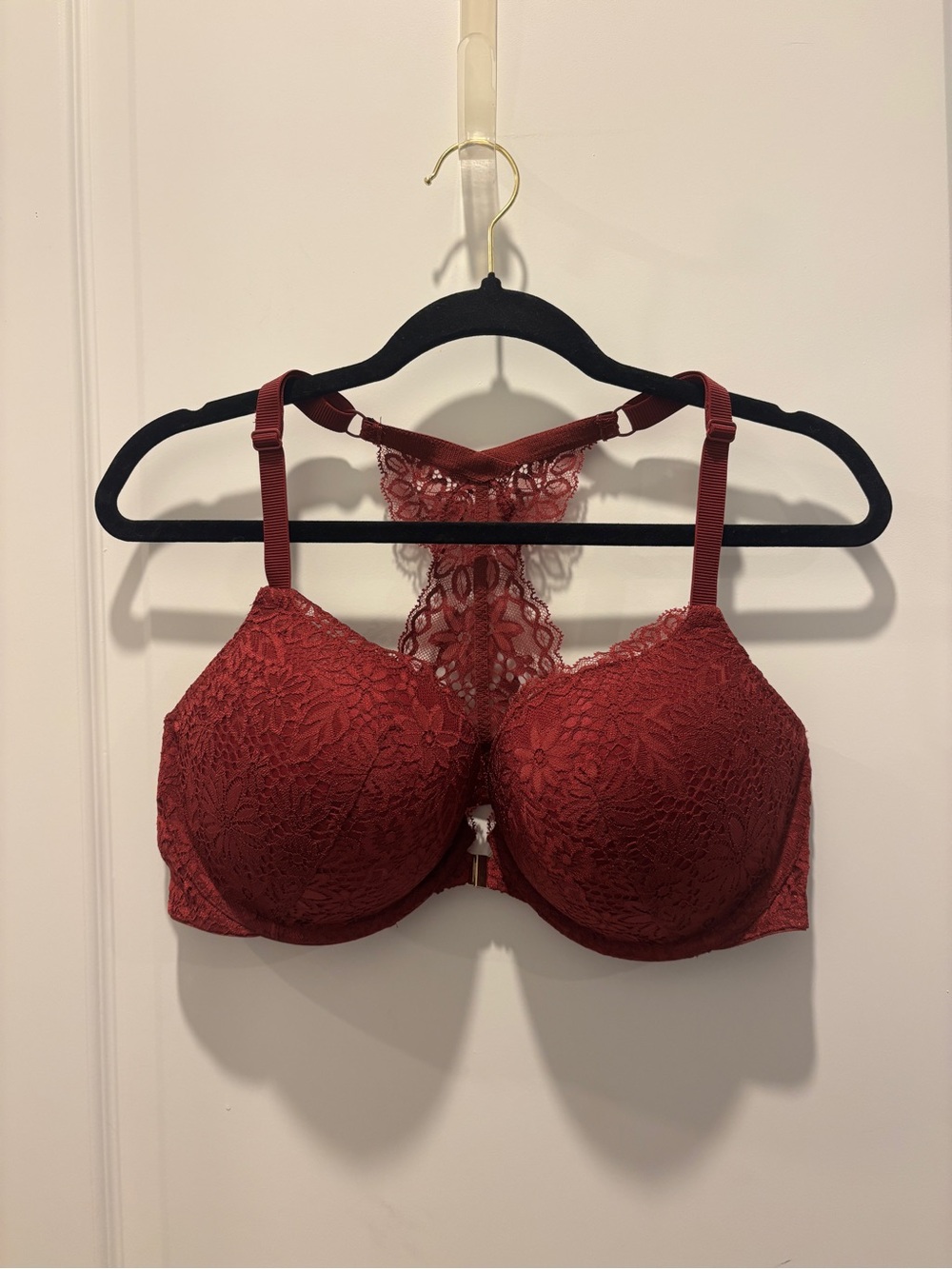Auden Lace Racerback Bra in Wine Red
